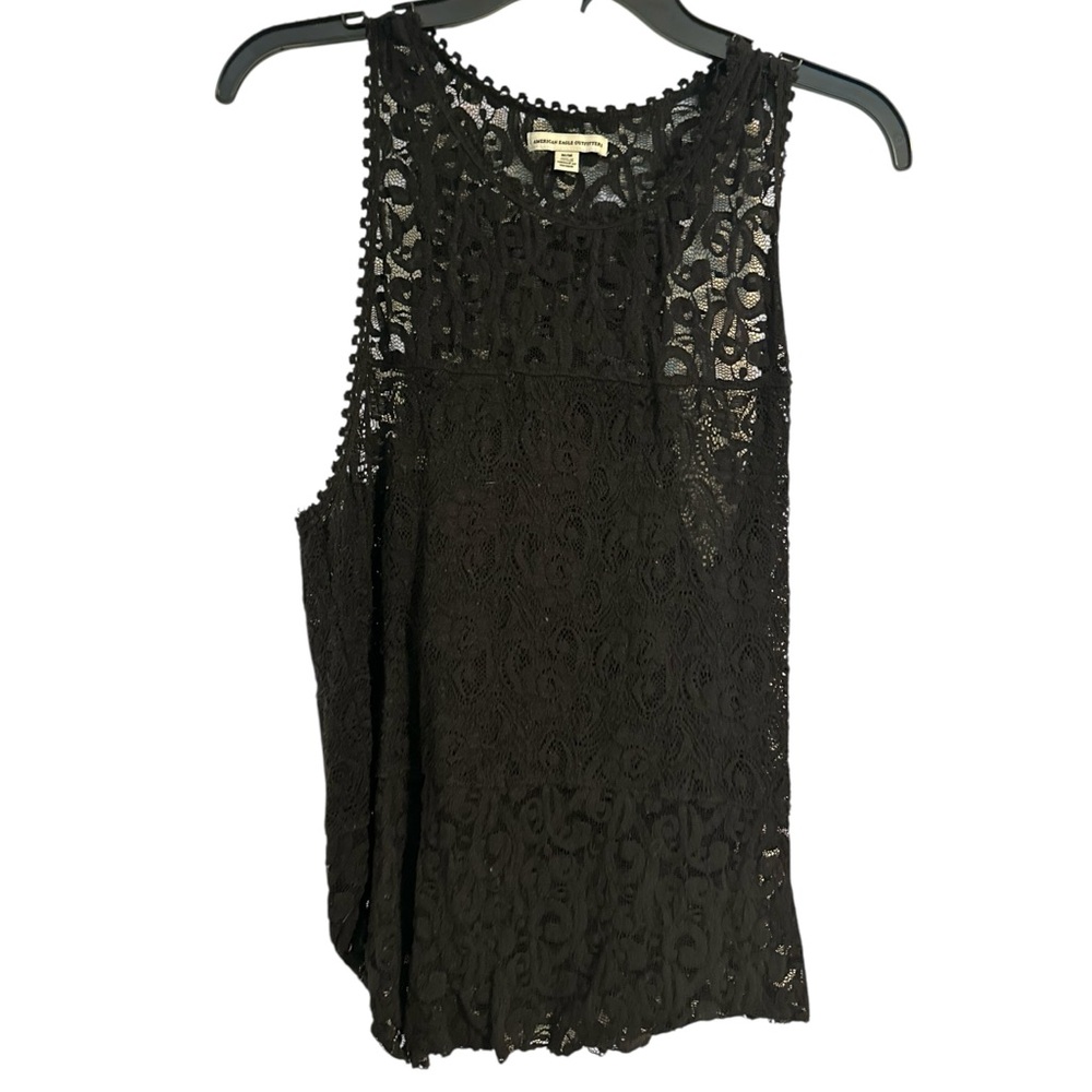 American Eagle Outfitters Black Lace Tank Top